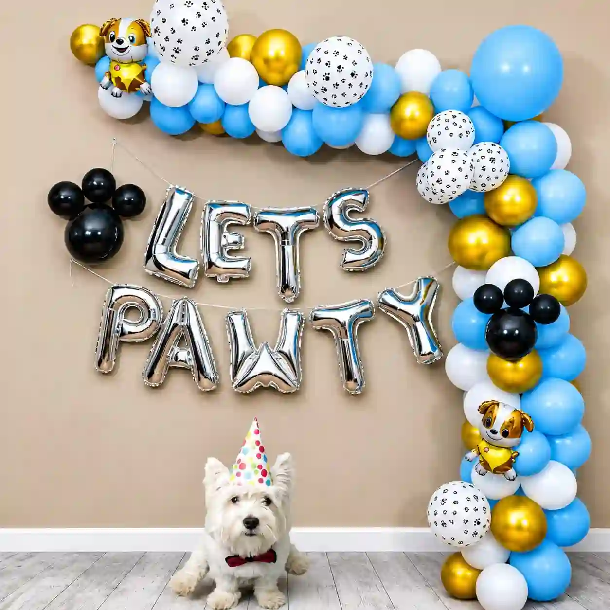 White and Blue Pawty Decor